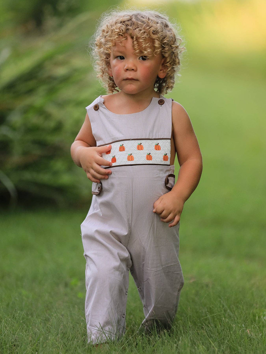 Fall Pumpkin Smock Embroidered Boys JonJon
