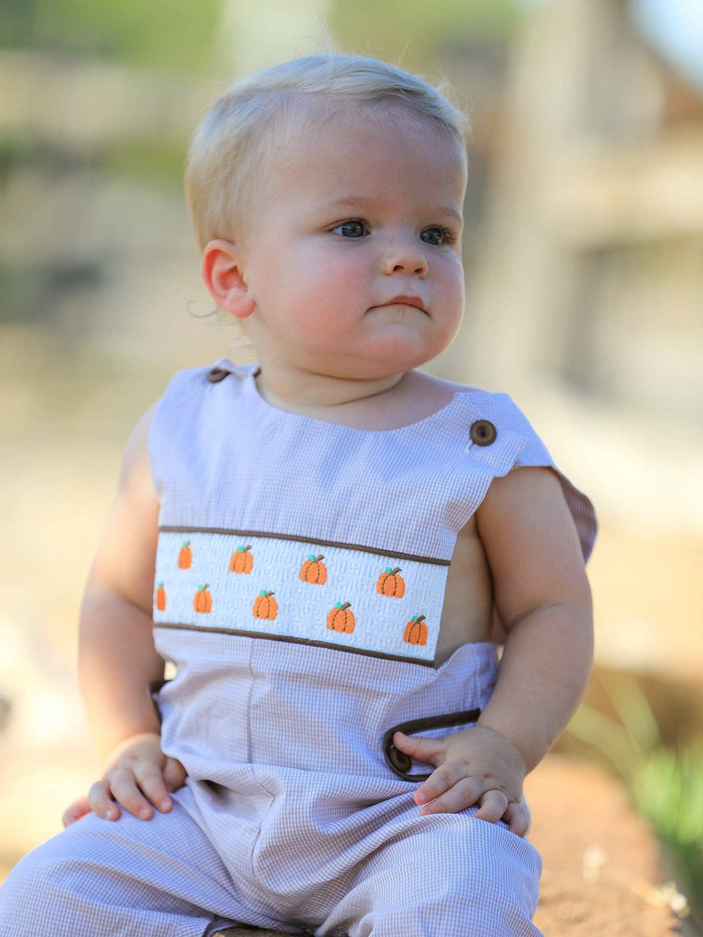 Fall Pumpkin Smock Embroidered Boys JonJon