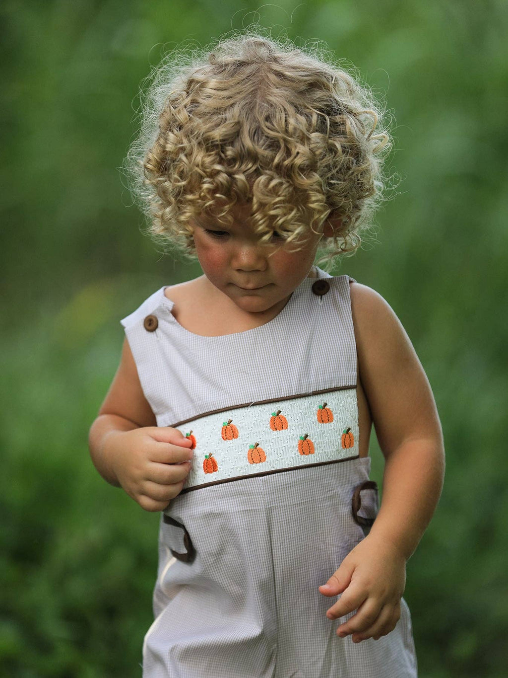 Fall Pumpkin Smock Embroidered Boys JonJon
