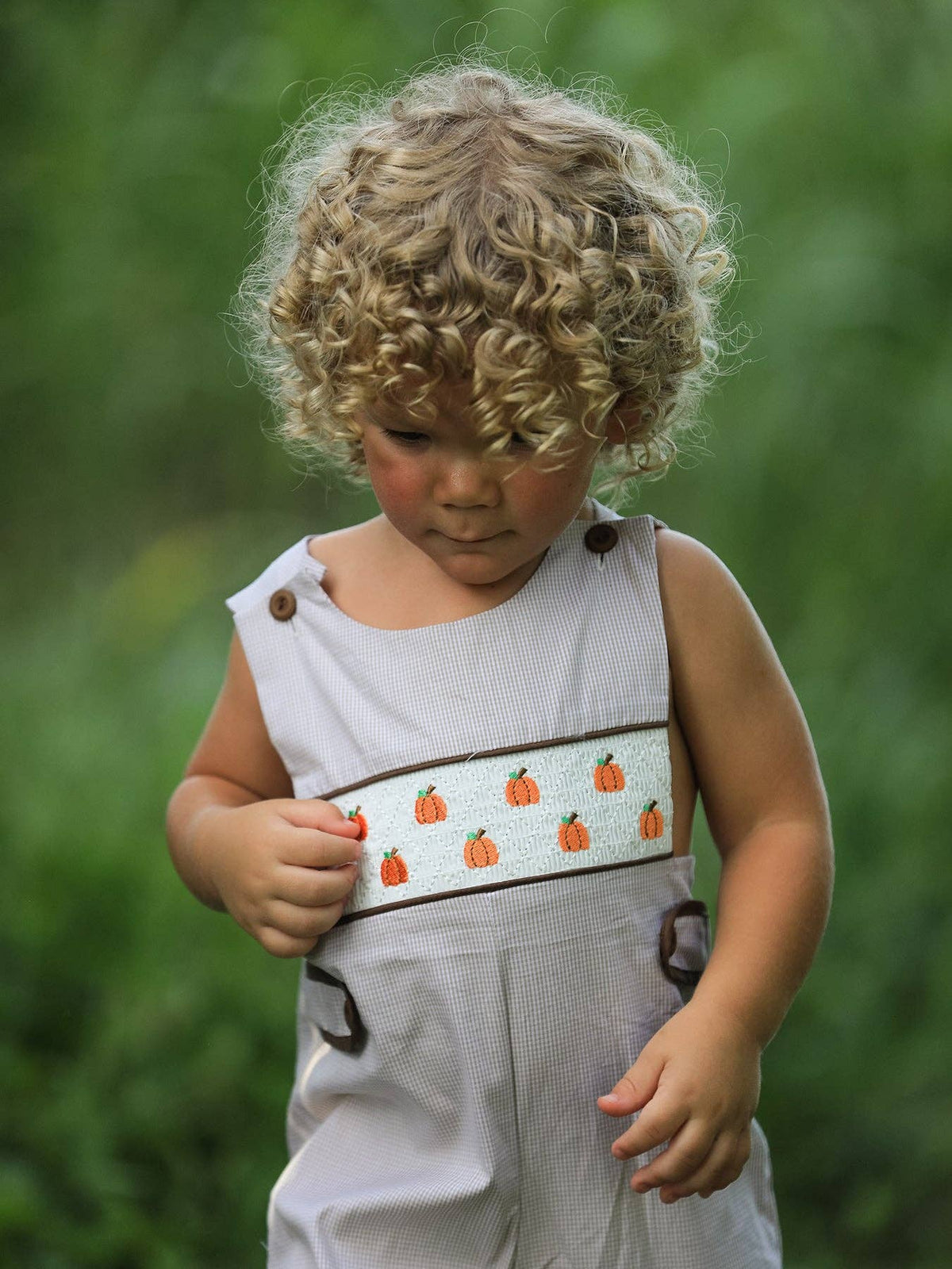Fall Pumpkin Smock Embroidered Boys JonJon
